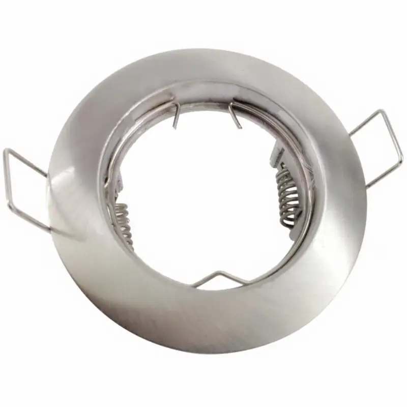 Certifié Support Spot Encastrable GU10 Rond en Acier Couleur INOX