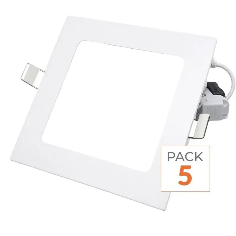 Spot LED Extra Plat Carré BLANC 24W - Pack de 5 Super Prix