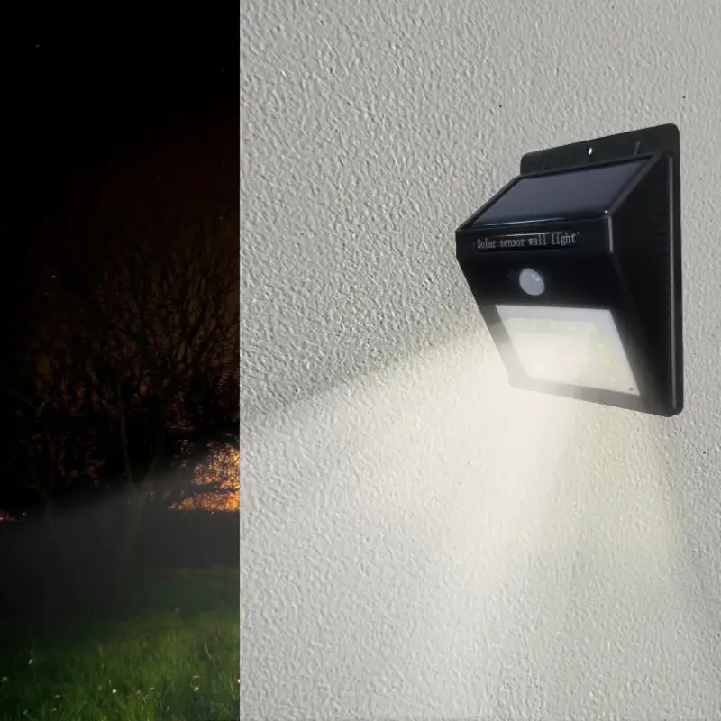 Applique Murale Solaire LED Noire 0.75W IP54 avec Détecteur de Mouvement Retour Gratuit