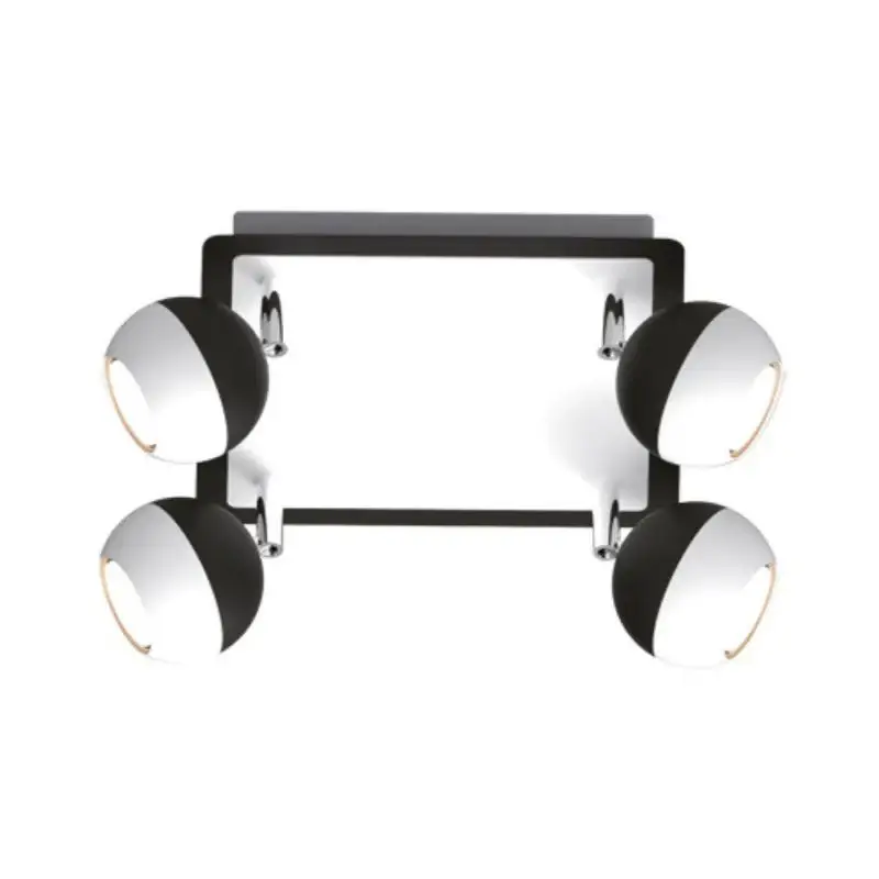 Offre Spéciale Plafonnier 4 Spots Orientables Noir et Blanc Carré en Saillie pour Ampoule GU10