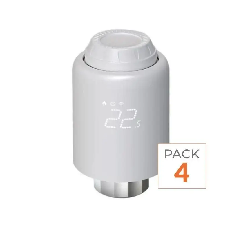 Tête Thermostatique Connectée ZigBee Universelle (Lot de 4) Offre Spéciale