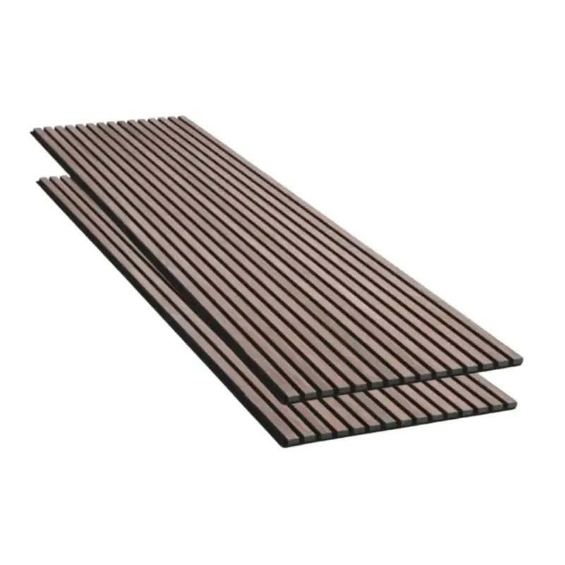Dernier Modèle Lot de 2 Panneaux Acoustiques Muraux Bois240x60x2,2cm - Finition Noyer - Fond Noir