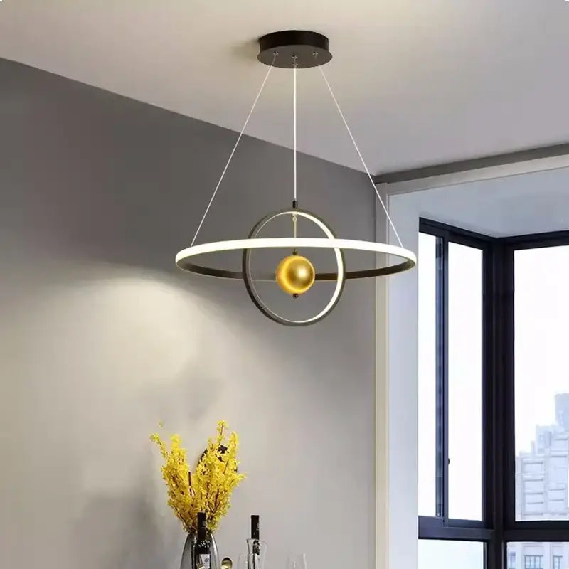 Lustre circulaire en boule de fer avec luminaires led pour décoration Usine Directe