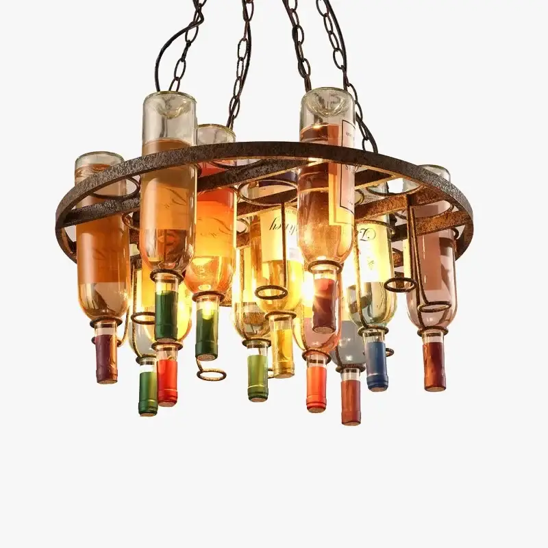 Lustre industriel vintage nordique créatif pour bouteille de vin Promotion Saisonnière