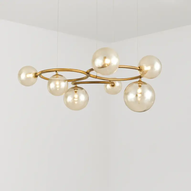 Offre Spéciale Lustre de luxe artistique en verre fumé suspension lampe