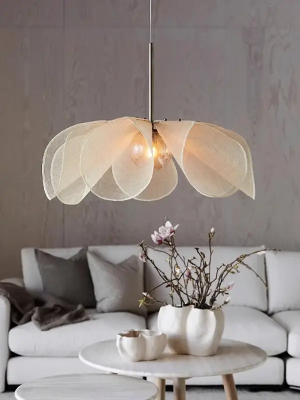 Achat Immédiat Japanese wabi sabi chandelier in modern french fabric