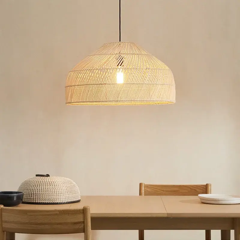 Achat Immédiat Vintage asian style rattan chandelier with suspended led