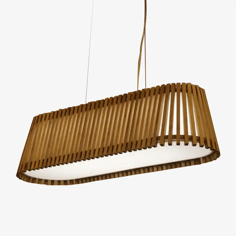 Long led chandelier with bamboo bars Pas Cher