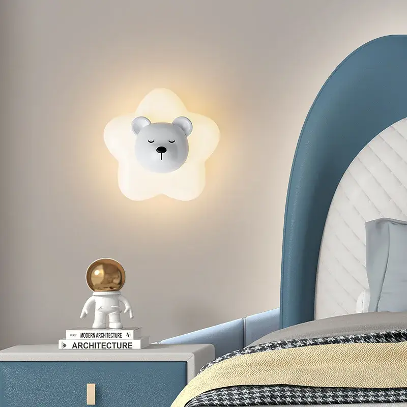 Modern minimalist led wall light with star, moon, bear and bunny Jusqu'à Épuisement Des Stocks