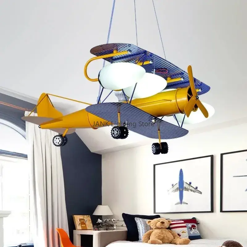 Authentique Children’s airplane led chandelier with eye protection and eco-frie...