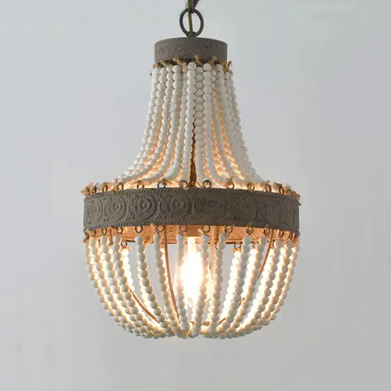 Vintage wood bead chandelier american country style Produit De Marque