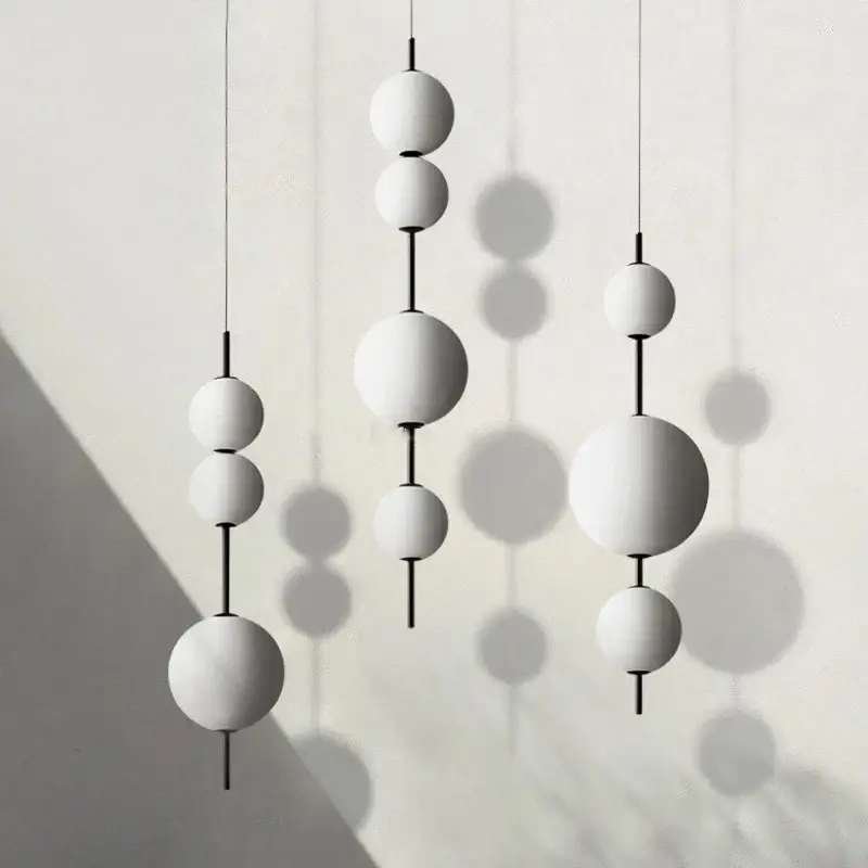 Soldes 2024 led white glass beads pendant chandelier cafe bar bedroom kitc...