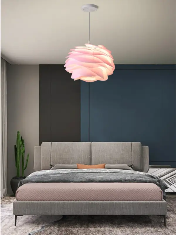 Expédition Rapide Nordic style hanging chandelier with pvc petals and free bulb