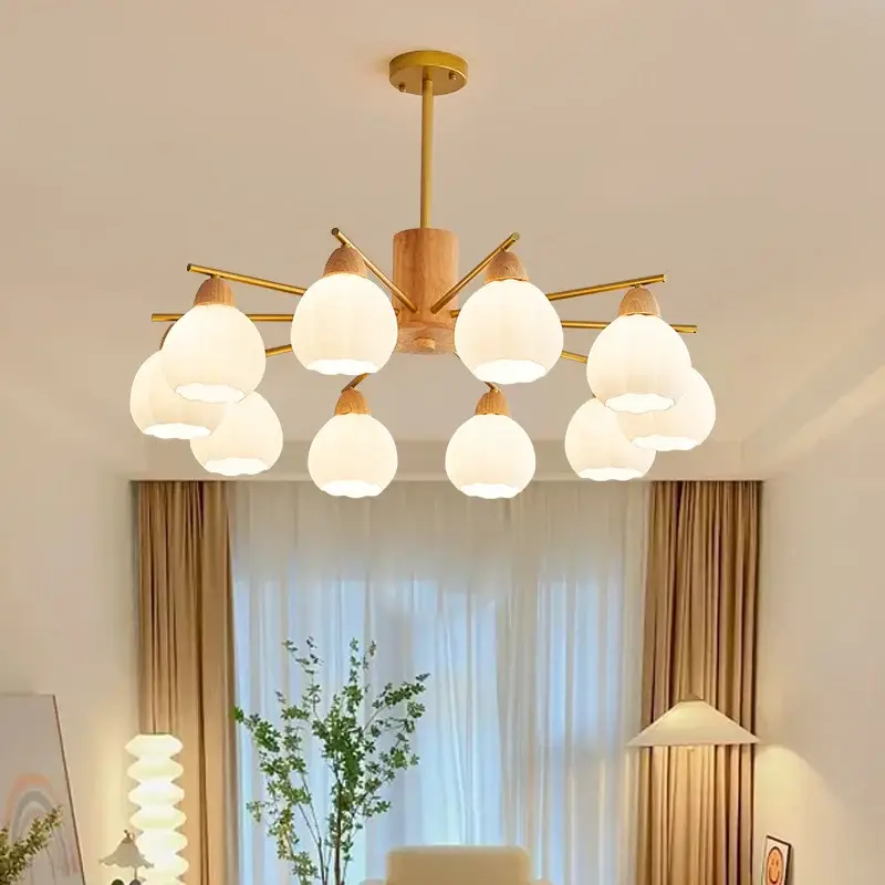 Promotion Modern wooden and glass chandelier japanese style for interior deco...