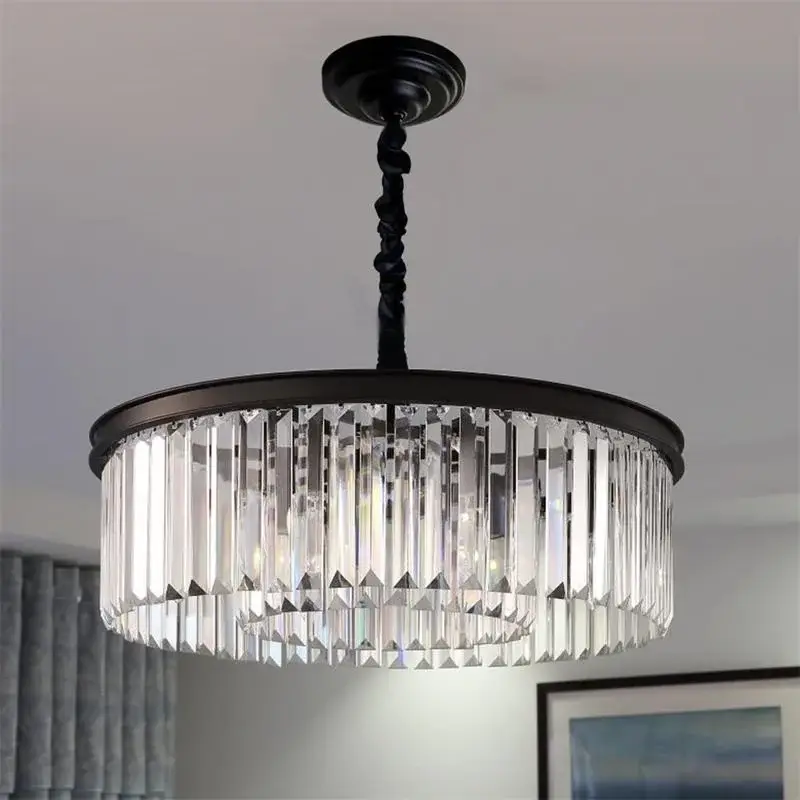 Expédié Aujourd'hui Round crystal chandelier with clear glass pendant design
