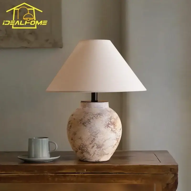 Vintage ceramic table lamp, wabi-sabi style decorative zen Livraison Express
