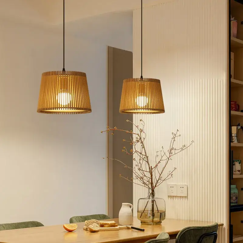 Modern solid wood pendant light for interior decoration Expédition Rapide