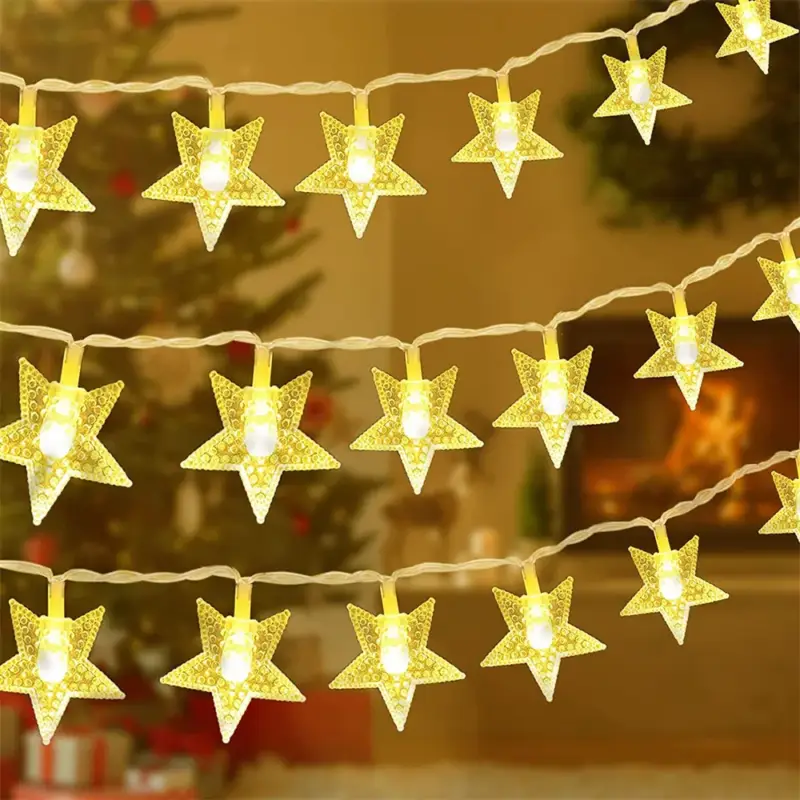 Fairy string lights with snowflake and star design for christmas pa... Paiement Sécurisé