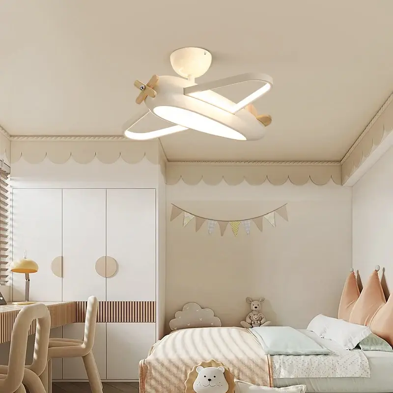 Produit De Marque Cartoon wooden aeroplane ceiling light for children's room
