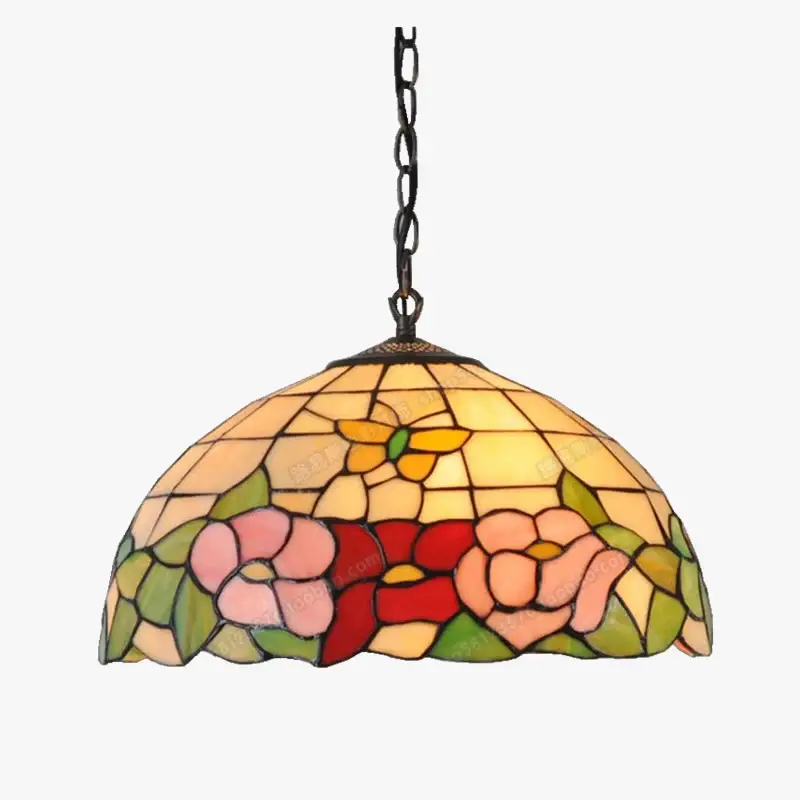 Seulement Aujourd'hui European tiffany style glass chandelier with butterfly and flower
