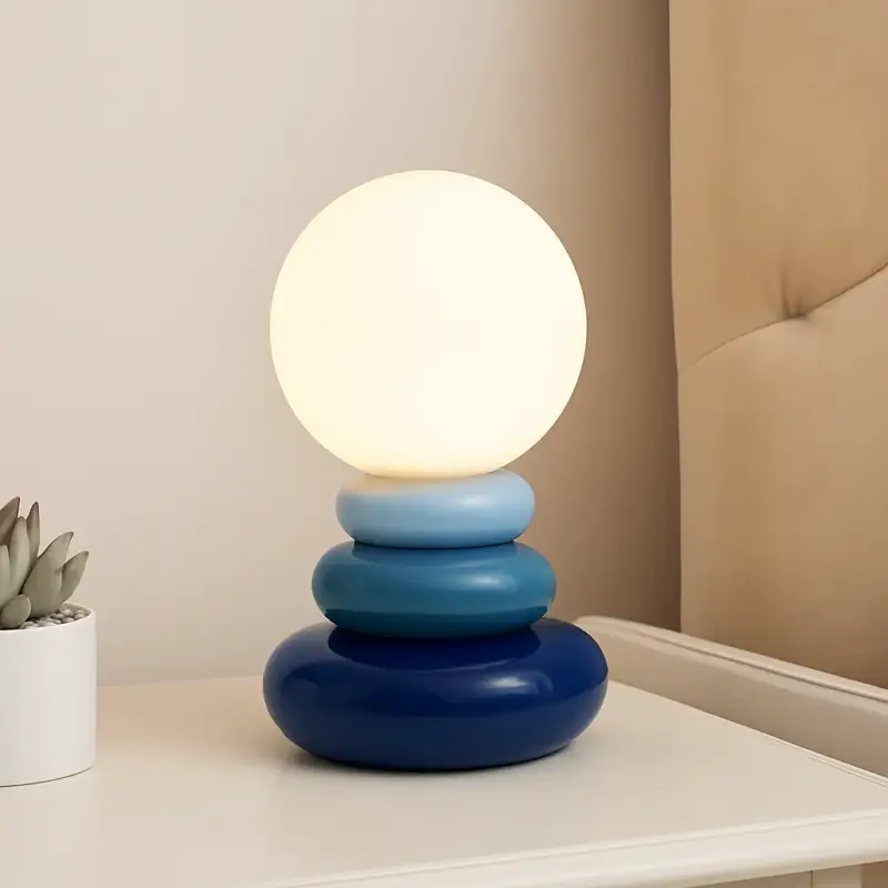Acheter En Ligne Creative nordic stacked stone bedside lamp with ambient led light