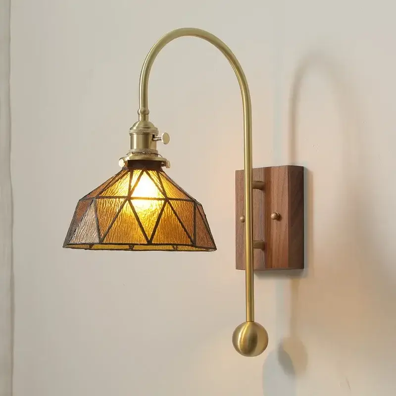 Achat Immédiat Retro bedroom wall lamp, glass living room hallway, staircase headb...