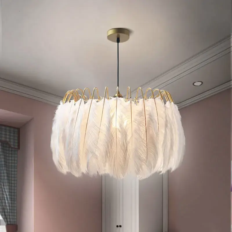 Modern feather wall light warm and romantic creative Populaire
