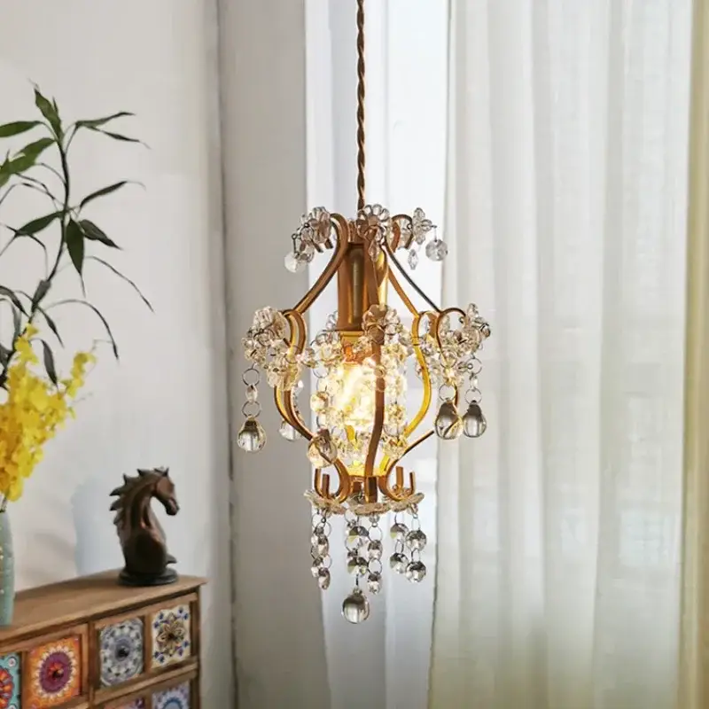 Achat Immédiat Retro gold crystal pendant light for elegant interior decoration