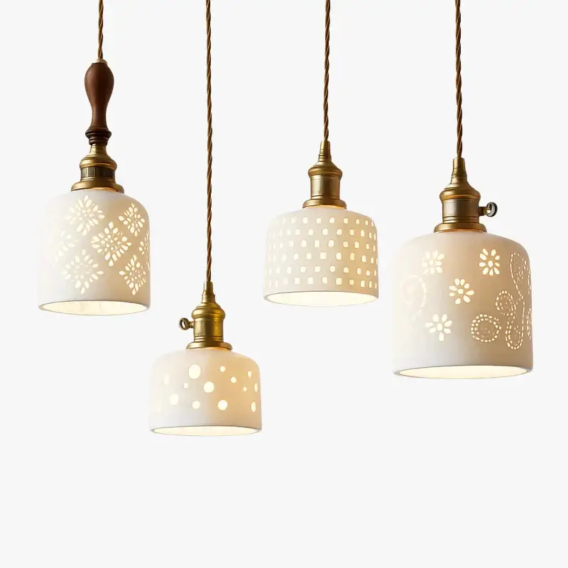 Authentique Modern nordic ceramic pendant light with floral pattern
