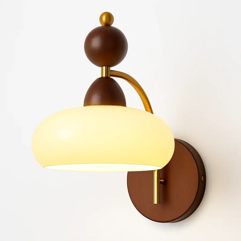 Neoclassical wooden wall light with japanese anti-blue light glass Promotion Saisonnière