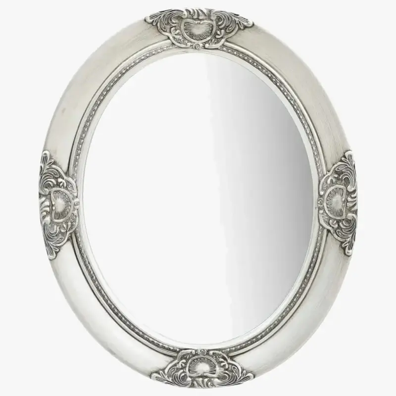 Silver baroque wall mirror elegant and refined interior decoration Petit Prix