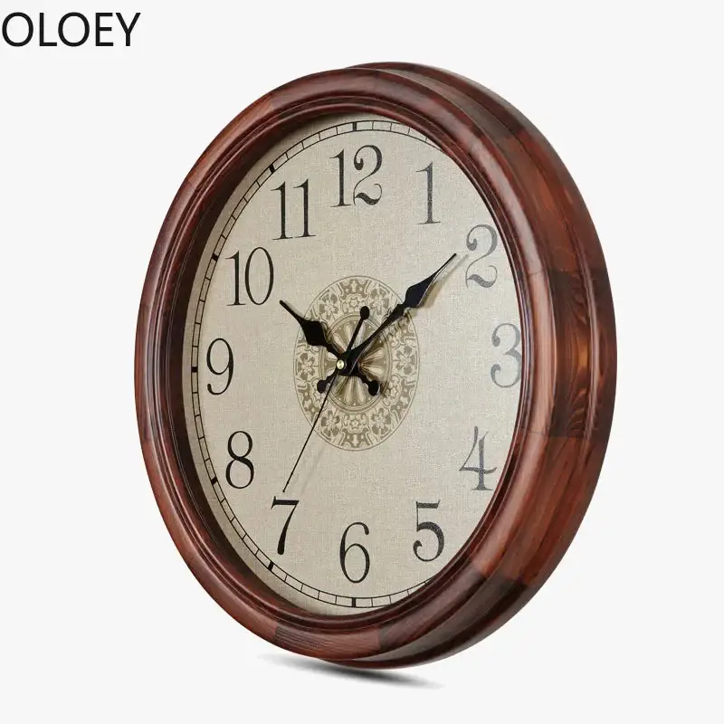 Offre Du Jour Solid wood wall clock retro silent mechanism shabby chic style