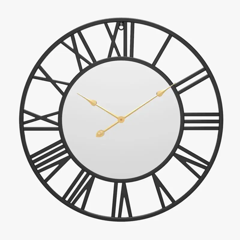 Modern minimalist creative silent mirror metal wall clock Marque