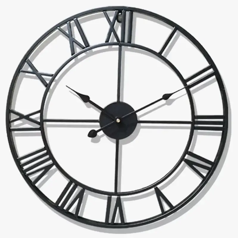 Modern retro metal wall clock with roman numerals silent Top Vente