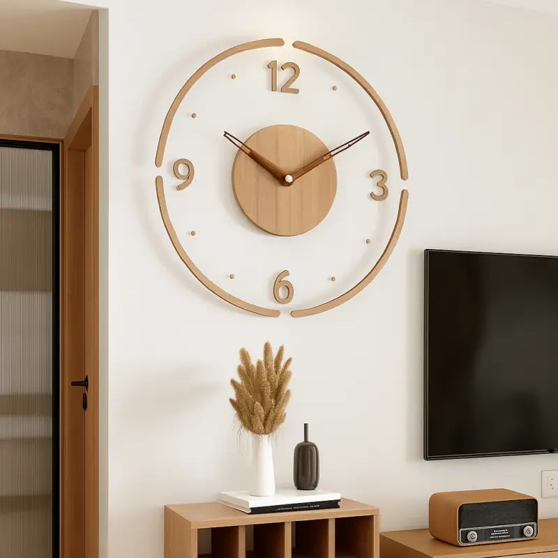 Nordic style creative wooden wall clock silent and modern Commander Maintenant