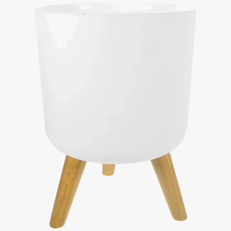 Nordic flower pot with wooden legs for plants and decoration Achat Immédiat
