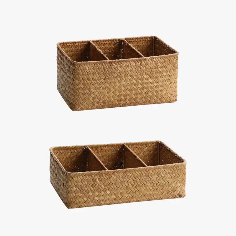 Woven wicker storage basket for home organization Paiement Sécurisé