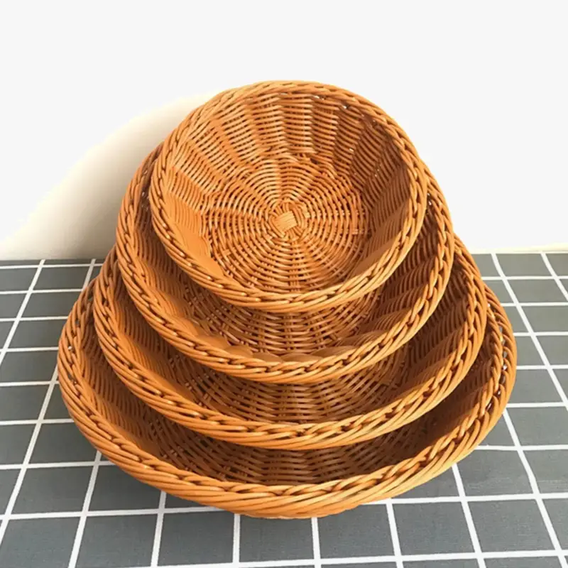 Must-Have Handwoven round rattan fruit basket for food storage