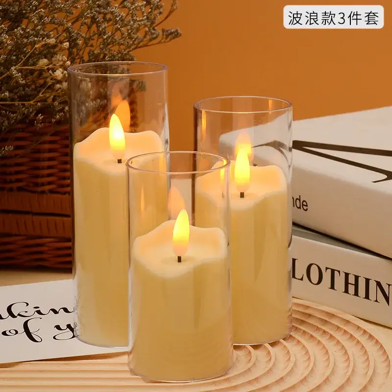 Retour Gratuit Set of 6 acrylic glass led candles for weddings and christmas