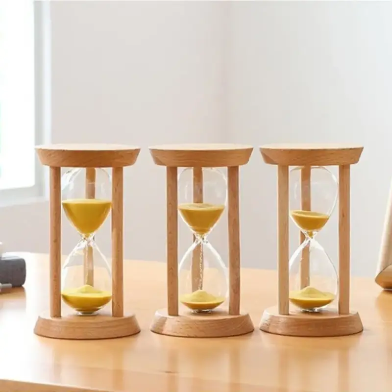 Portable round wooden hourglass for children in five colors Prix Cassé