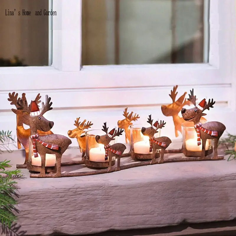 Handmade retro metal elephant candle holder christmas decoration Marque