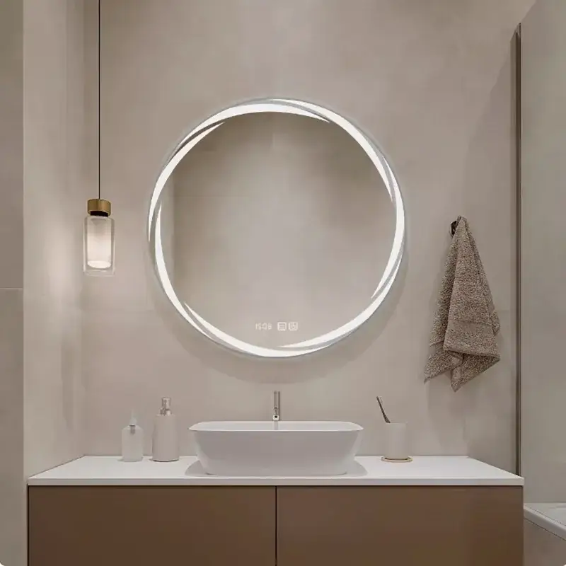 Creative illuminated circular mirror for modern decor Livraison Express