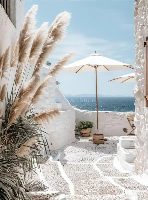 Modern santorini travel landscape posters Prix Promo