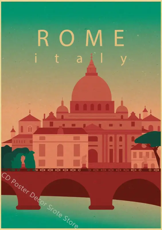 Soldes Vintage world cities poster wall art