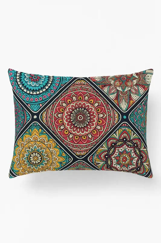 Prix Réduit Rectangular vintage cushion cover with colourful mandala pattern
