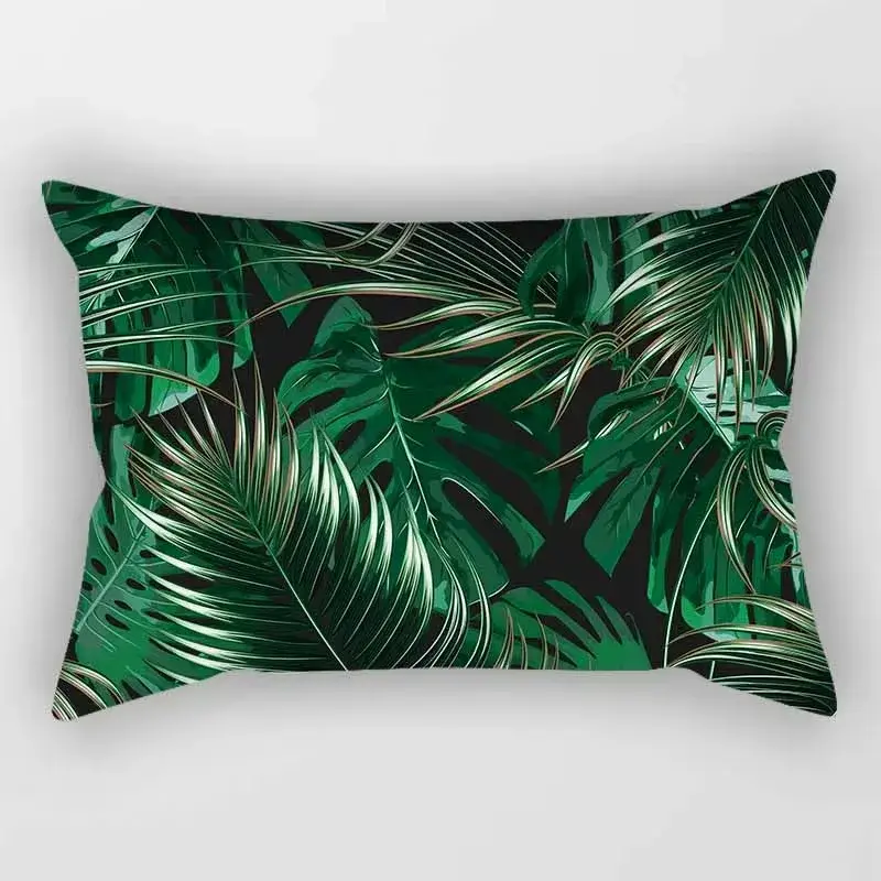 Rectangular cushion cover with tropical floral pattern 30x50 cm Haute Qualité