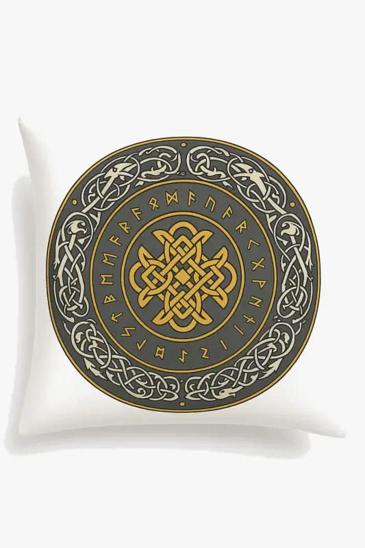 Viking amulet cushion cover with black and white geometric pattern Réduction