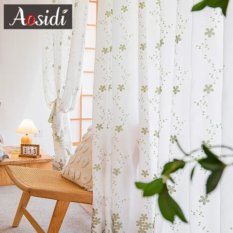 Decorative floral embroidered tulle voile for living room and kitchen Remise