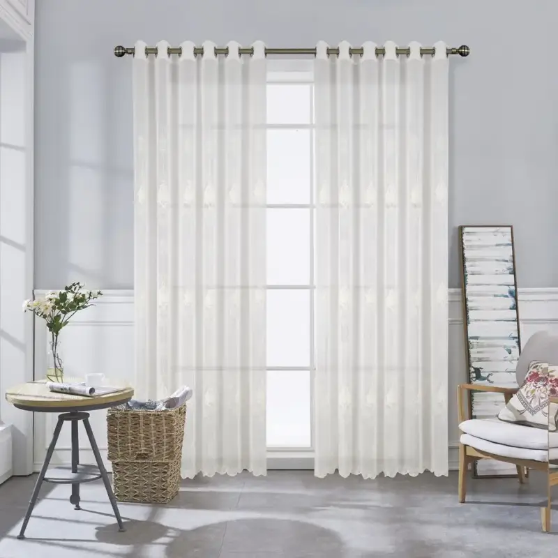 Nouvel Arrivage European style scalloped floral embroidered curtain for living room