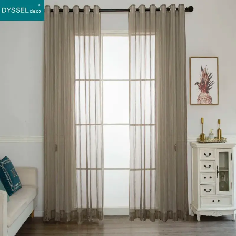 Modern striped tulle voile curtain for living room and bedroom Meilleur Choix